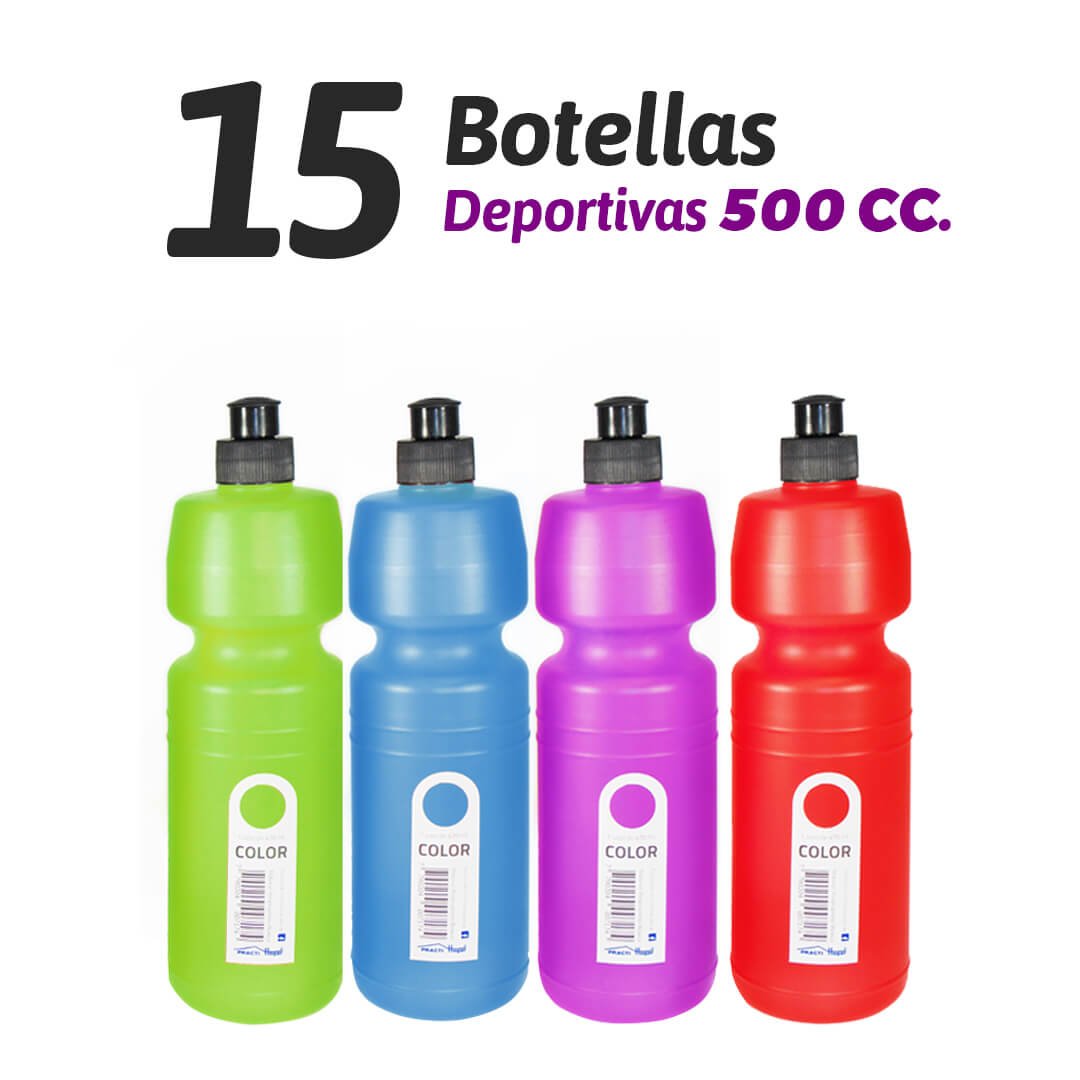 Botellas Deportivas 500 Ml X 15 Un Linea Color