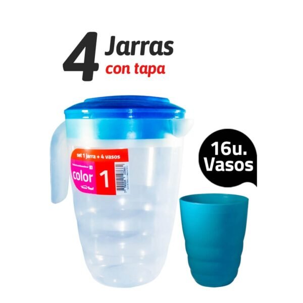 Combo de 4 jarras + 16 vasos